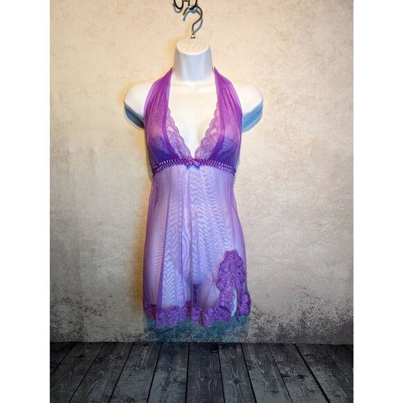 Frederick's of Hollywood purple halter negligee XL - Picture 1 of 5